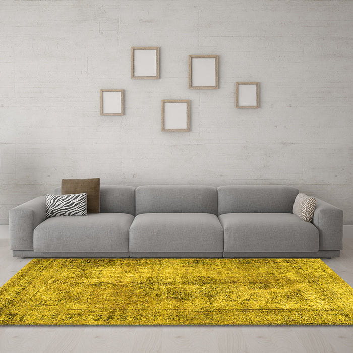 Machine Washable Persian Yellow Traditional Rug in a Living Room, wshtr3084yw