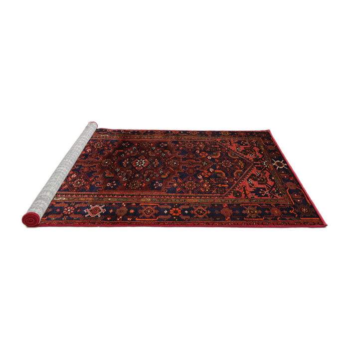 Sideview of Machine Washable Traditional Red Brown Rug, wshtr3085
