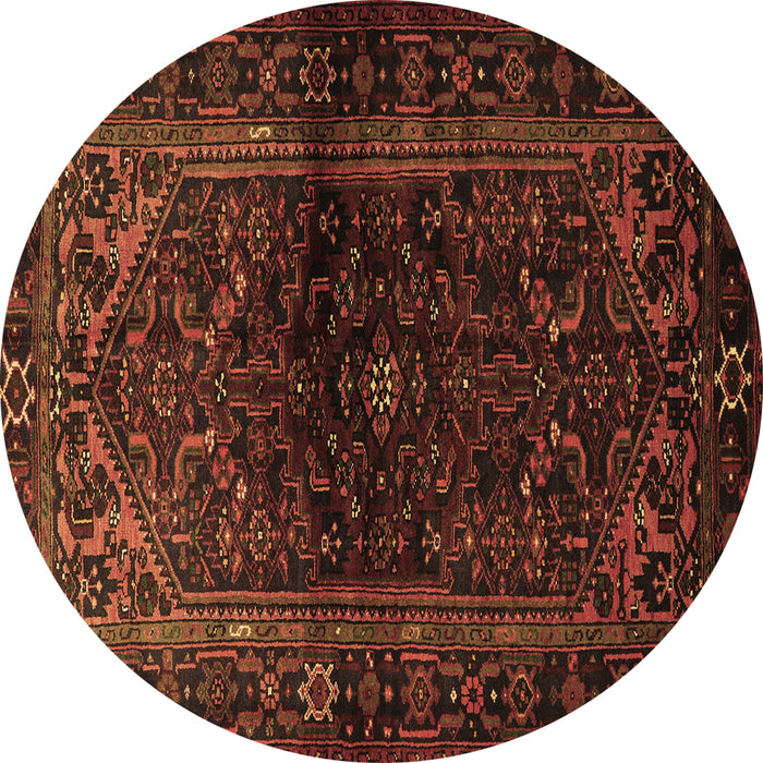 Round Persian Brown Traditional Rug, tr3085brn
