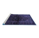 Sideview of Machine Washable Persian Blue Traditional Rug, wshtr3085blu