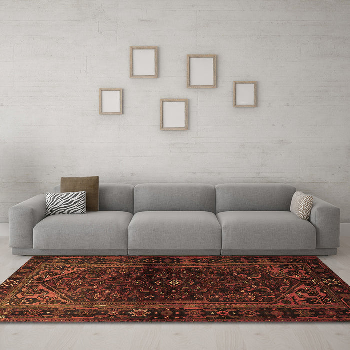 Machine Washable Persian Brown Traditional Rug in a Living Room,, wshtr3085brn