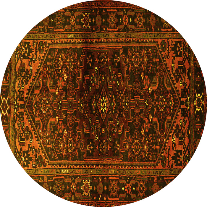 Round Persian Yellow Traditional Rug, tr3085yw
