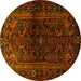 Round Persian Yellow Traditional Rug, tr3085yw