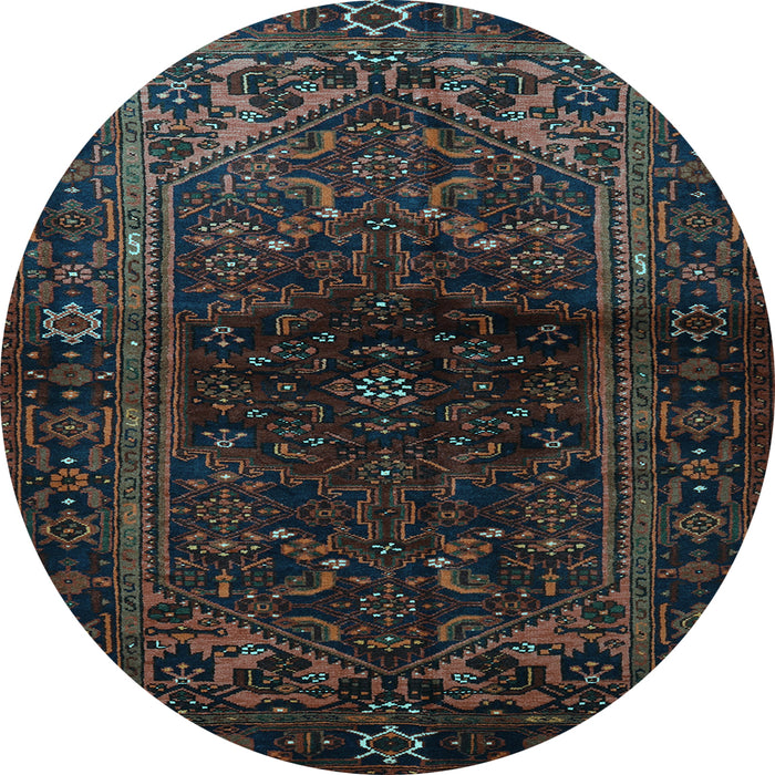 Round Machine Washable Persian Light Blue Traditional Rug, wshtr3085lblu