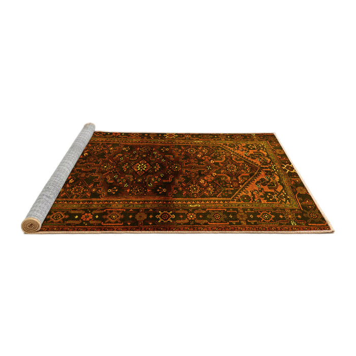 Sideview of Machine Washable Persian Yellow Traditional Rug, wshtr3085yw