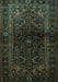 Machine Washable Persian Turquoise Traditional Area Rugs, wshtr3085turq