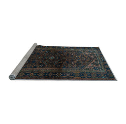 Sideview of Machine Washable Persian Light Blue Traditional Rug, wshtr3085lblu