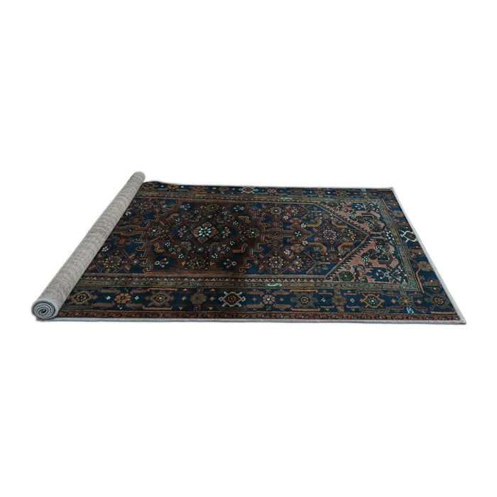 Sideview of Machine Washable Persian Light Blue Traditional Rug, wshtr3085lblu