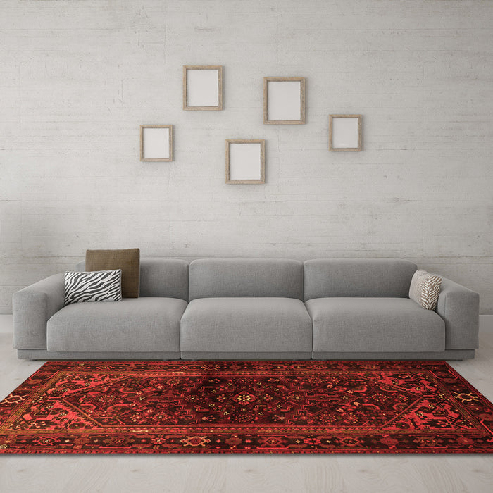 Machine Washable Persian Orange Traditional Area Rugs in a Living Room, wshtr3085org