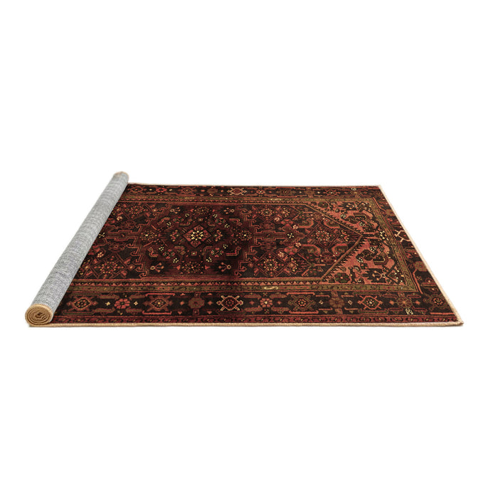 Sideview of Machine Washable Persian Brown Traditional Rug, wshtr3085brn