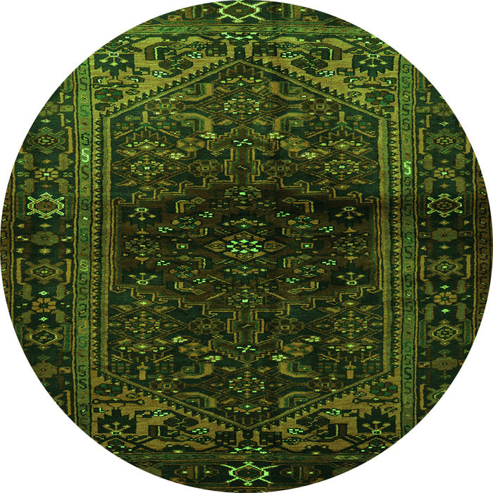 Square Persian Green Traditional Rug, tr3085grn