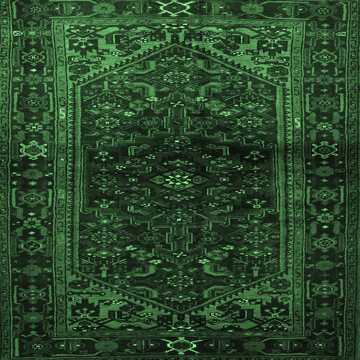 Square Machine Washable Persian Emerald Green Traditional Area Rugs, wshtr3085emgrn