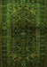 Serging Thickness of Machine Washable Persian Green Traditional Area Rugs, wshtr3085grn