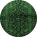 Round Persian Emerald Green Traditional Rug, tr3085emgrn