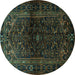Round Persian Turquoise Traditional Rug, tr3085turq