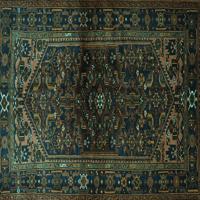 Square Machine Washable Persian Turquoise Traditional Area Rugs, wshtr3085turq