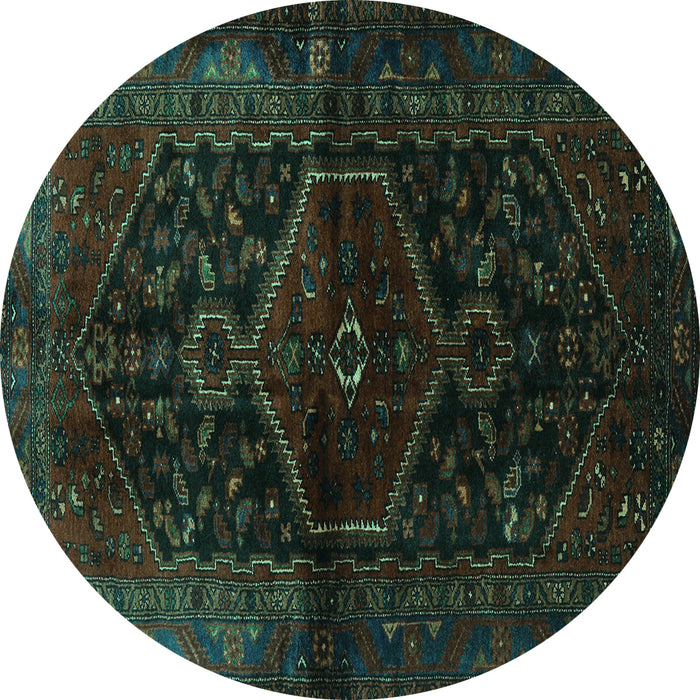 Round Machine Washable Persian Turquoise Traditional Area Rugs, wshtr3086turq