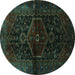 Round Persian Turquoise Traditional Rug, tr3086turq
