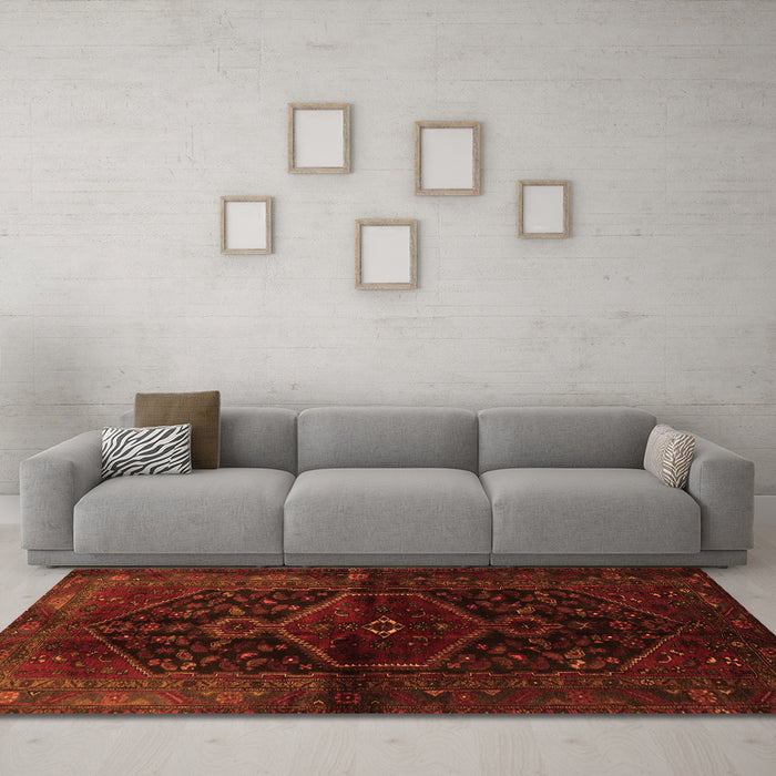 Machine Washable Persian Orange Traditional Area Rugs in a Living Room, wshtr3086org
