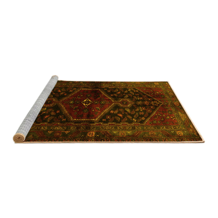 Sideview of Machine Washable Persian Yellow Traditional Rug, wshtr3086yw