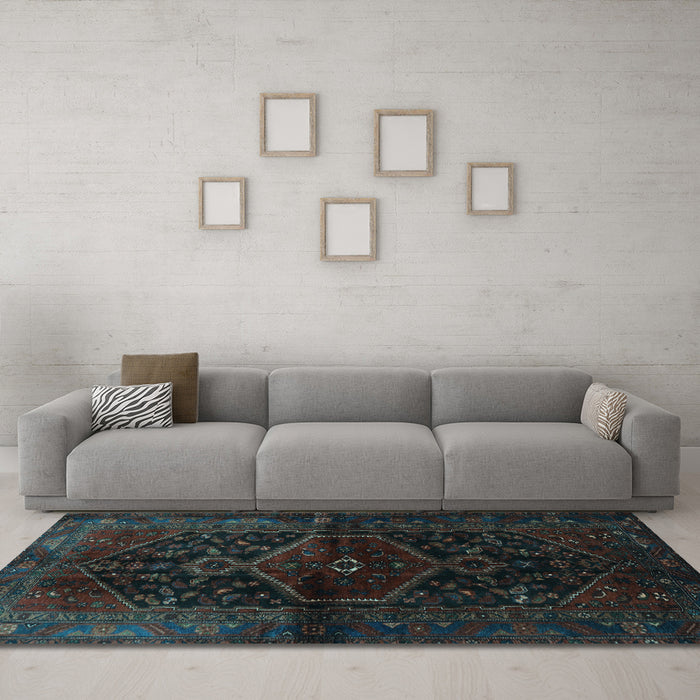 Machine Washable Persian Light Blue Traditional Rug in a Living Room, wshtr3086lblu
