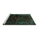 Sideview of Machine Washable Persian Turquoise Traditional Area Rugs, wshtr3086turq