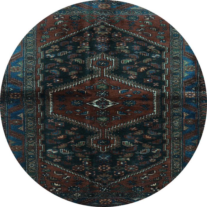 Round Machine Washable Persian Light Blue Traditional Rug, wshtr3086lblu