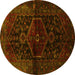 Round Persian Yellow Traditional Rug, tr3086yw