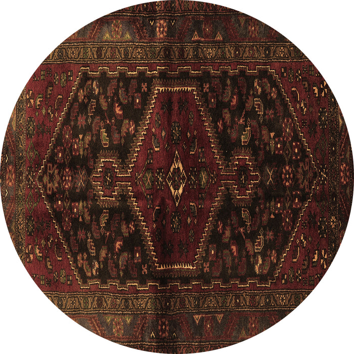 Round Persian Brown Traditional Rug, tr3086brn