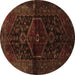 Round Persian Brown Traditional Rug, tr3086brn