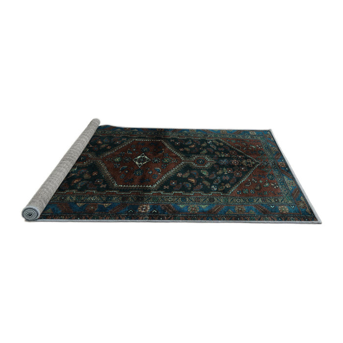 Sideview of Machine Washable Persian Light Blue Traditional Rug, wshtr3086lblu