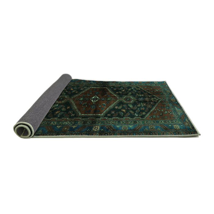 Sideview of Persian Turquoise Traditional Rug, tr3086turq
