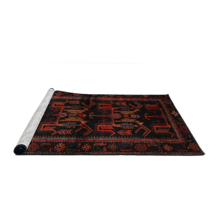 Sideview of Machine Washable Traditional Bakers Brown Rug, wshtr3087