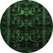 Round Animal Emerald Green Traditional Rug, tr3087emgrn