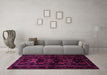 Machine Washable Animal Pink Traditional Rug in a Living Room, wshtr3087pnk