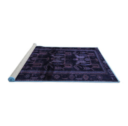 Sideview of Machine Washable Animal Blue Traditional Rug, wshtr3087blu