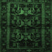 Square Machine Washable Animal Emerald Green Traditional Area Rugs, wshtr3087emgrn