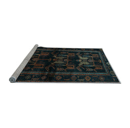 Sideview of Machine Washable Animal Light Blue Traditional Rug, wshtr3087lblu
