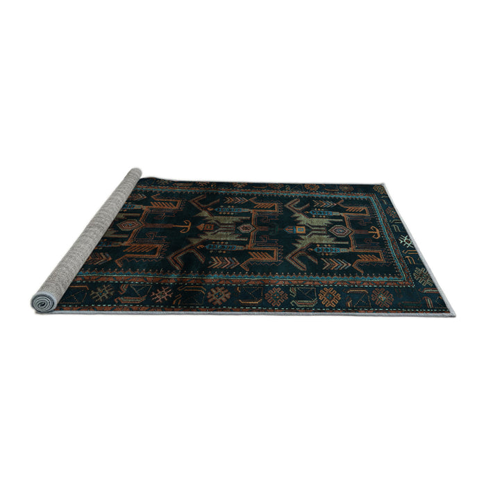 Sideview of Machine Washable Animal Light Blue Traditional Rug, wshtr3087lblu