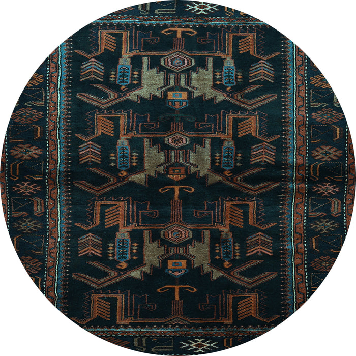 Round Machine Washable Animal Light Blue Traditional Rug, wshtr3087lblu