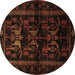 Round Machine Washable Animal Brown Traditional Rug, wshtr3087brn