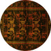 Round Animal Yellow Traditional Rug, tr3087yw