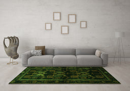 Machine Washable Animal Green Traditional Area Rugs in a Living Room,, wshtr3087grn