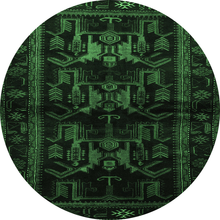 Round Machine Washable Animal Emerald Green Traditional Area Rugs, wshtr3087emgrn