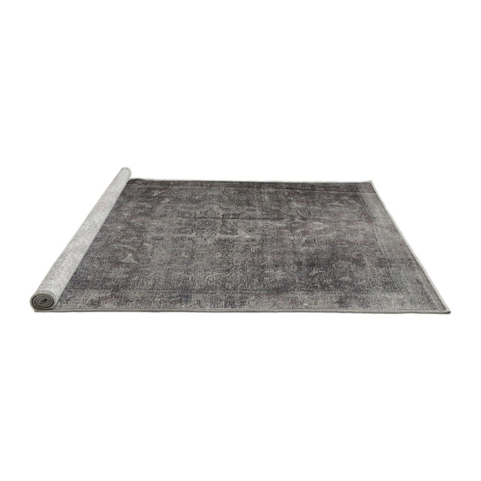 Sideview of Machine Washable Traditional Carbon Gray Rug, wshtr3088