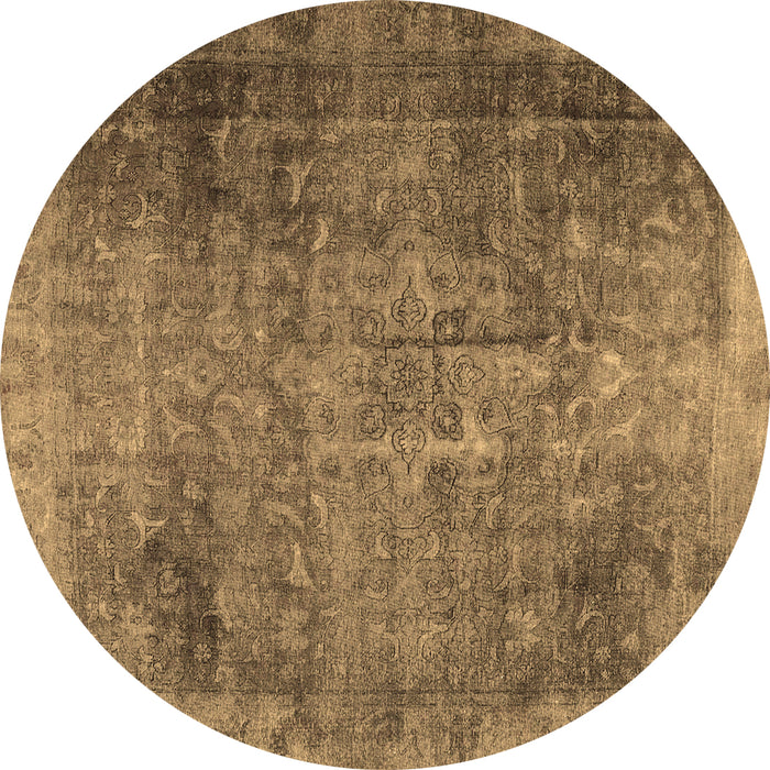 Round Persian Brown Traditional Rug, tr3088brn