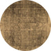 Round Persian Brown Traditional Rug, tr3088brn