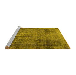Sideview of Machine Washable Persian Yellow Traditional Rug, wshtr3088yw
