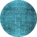 Round Persian Light Blue Traditional Rug, tr3088lblu