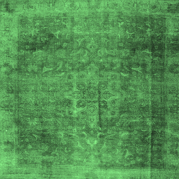 Square Machine Washable Persian Emerald Green Traditional Area Rugs, wshtr3088emgrn